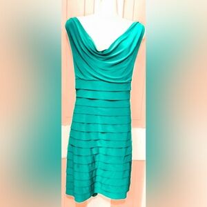 American Living Teal Draped Cowl Midi Dress